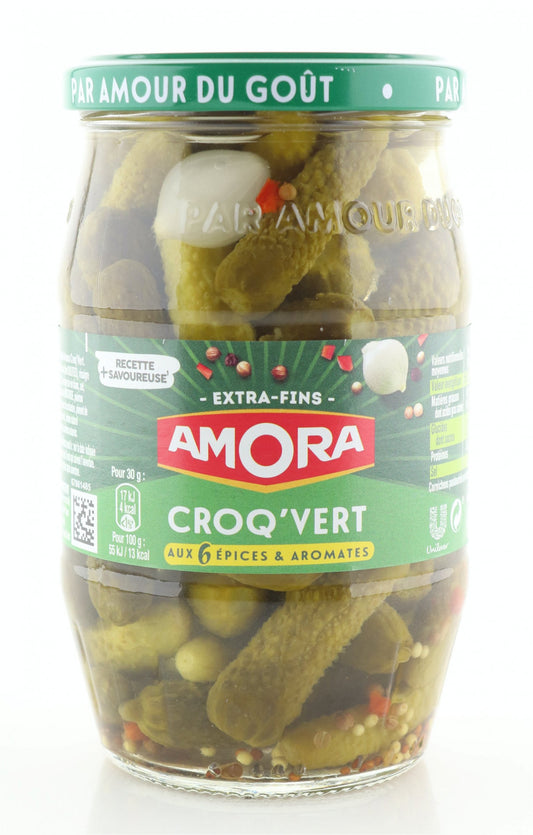 Amora Cornichons Croq Vert Extra Fins 400g / Atg. 210g
